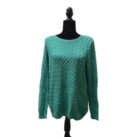 Croft & Barrow Women’s Green Cable Knit Sweater, Large, Pre-owned - Picture 1 of 7